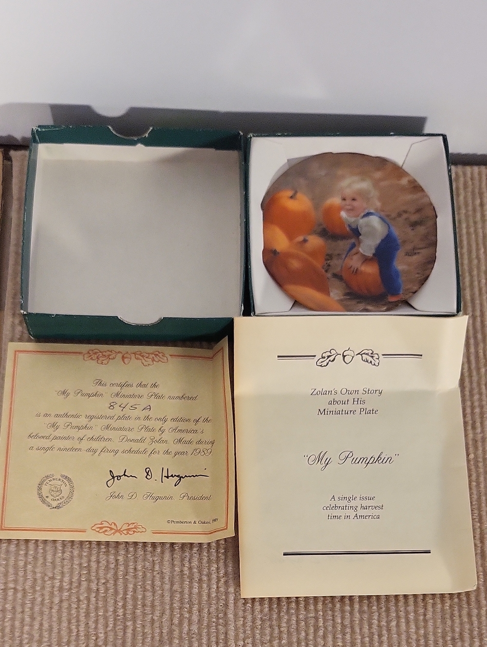 Zolan "My Pumpkin" 1989 Pemberton & Oakes Collector Plate